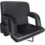 Folding Stadium Seat Wide Reclining Bleacher Seat w/Hook, Back 21 inch 2 Black