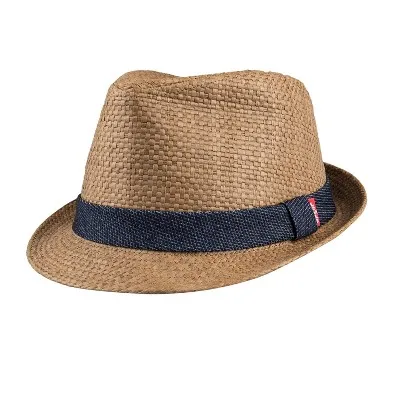 Levi's Men's Denim Band Straw Fedora Hat - Navy Blue