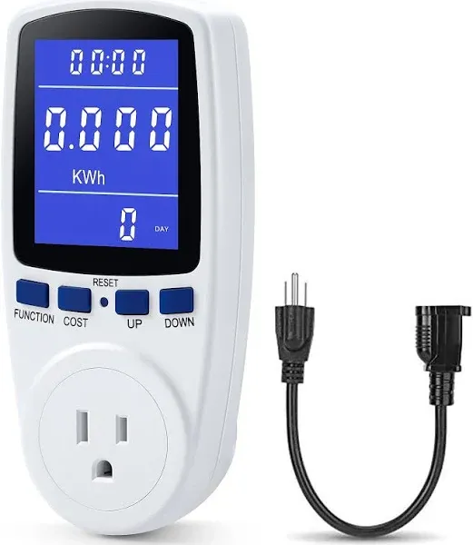 Upgraded Brighter LCD Display Night Vision Power Meter Plug, Power Consumption Monitor Energy Voltage Amps Electricity Usage Monitor, Overload Protection, 7 Display Modes for Energy Saving, Watt Meter