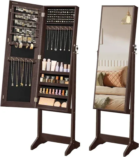 SONGMICS Mirrored Jewelry Cabinet