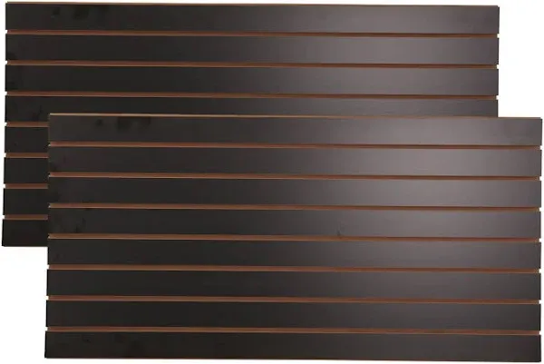 4 Ft X 2 Ft Horizontal Black Slatwall Panels for Wall (24&#034;H X 48&#034;L) - Pack of 2 