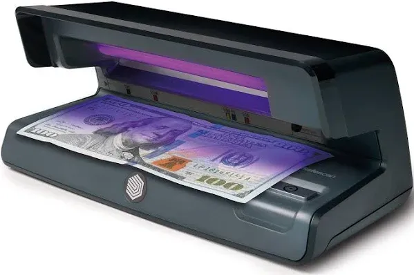 Safescan 50 UV Counterfeit Bill Detector, Small Footprint, Lightweight, Great for Bills, Credit Cards, Passports, IDs, Suitable for All Currencies, Powerful 9W UV Light, CE Certified, 3-Year Warranty