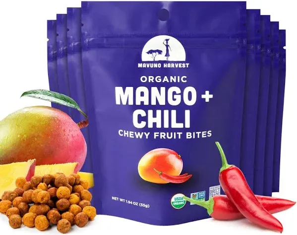 Mavuno Harvest Organic Fruit Bites, Mango & Chili, 1.94 oz.