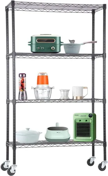 4-Tier Adjustable NSF-Certified Metal Shelf with Wheel