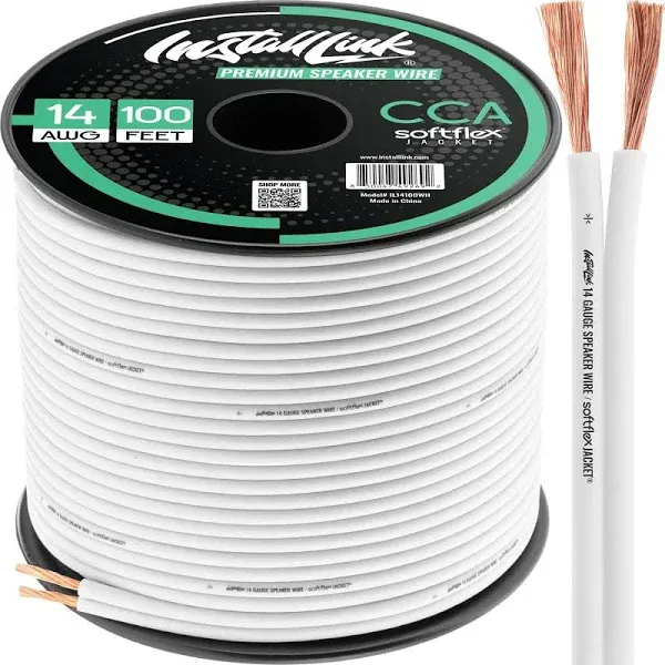 Install Link Speaker Wire 14 Gauge White 100ft