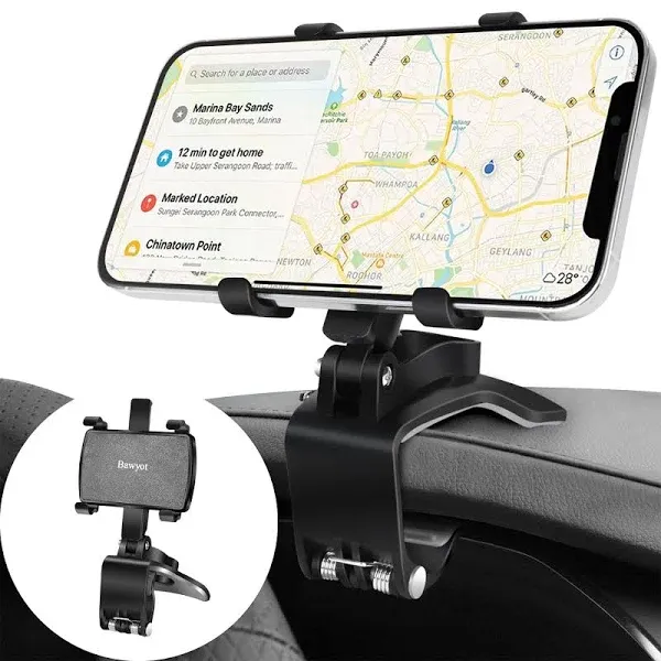 Car Phone Holder for Dashboard 360 Degree Rotation Multifunctiona<wbr/>l One Hand Clip