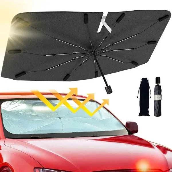 Car Windshield Sun Shade Umbrella, Foldable Car Umbrella Sunshade Cover UV Bl...