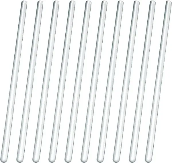 10PK Glass Stirring Rods, 7.9&#034; - Rounded Ends, 6mm Diameter - Excellent for L...