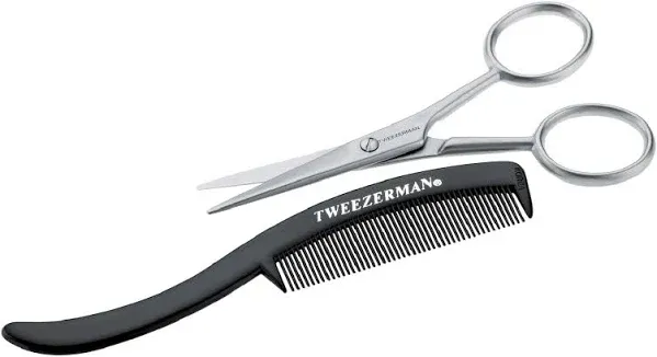 Tweezerman GEAR Moustache Scissors &amp; Comb Set For Moustache &amp; Beard