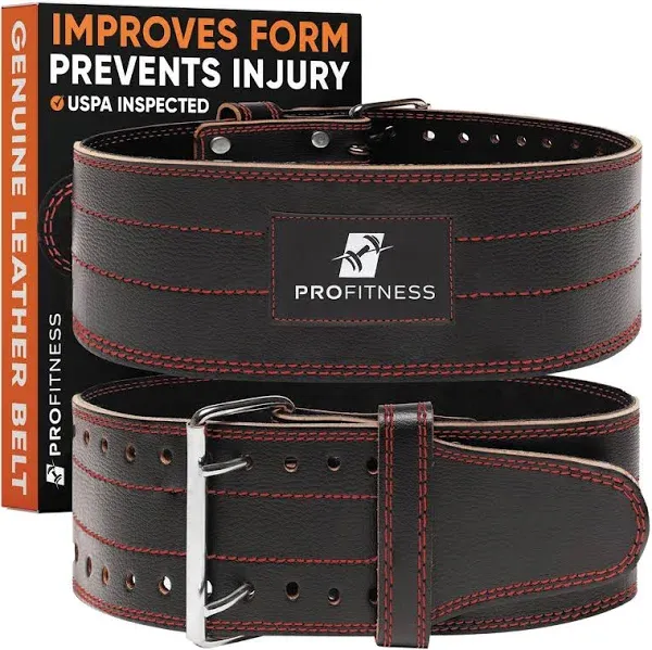 ProFitness Leather Workout BeltWeightlifting Belt with Metal Buckle for Men and