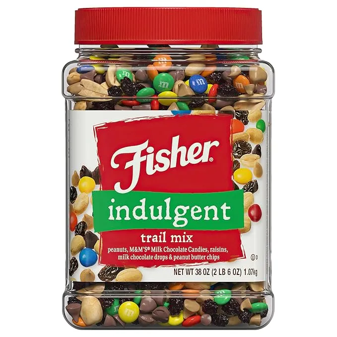 Fisher Snack Indulgent Trail Mix 38 Ounces Peanuts Milk Chocolate Candies