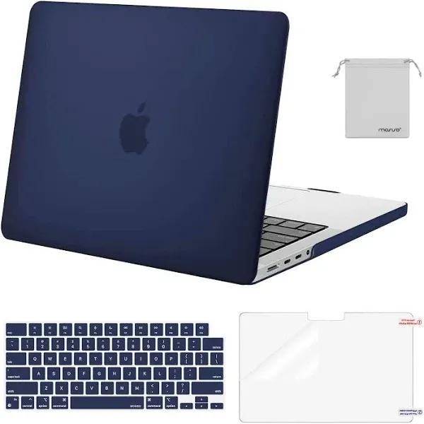 B BELK Compatible with MacBook Pro 14 inch Case 2024 2023 2022 2021 M4 A3112 A3185 A3401 M3 A2918 A2992 M2 A2779 M1 A2442, Plastic Hard Shell Case + Keyboard Cover + Screen Protector, Deep Teal