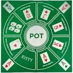 Royal Rummy Play Mat - 24" x 24" Green Felt Mat - Classic Family Casino Card Games of Bets and Bluffs - for Fans of Poker, Michigan Rummy, and Rummy Games - 30+ Min Gameplay, 2-9 Players