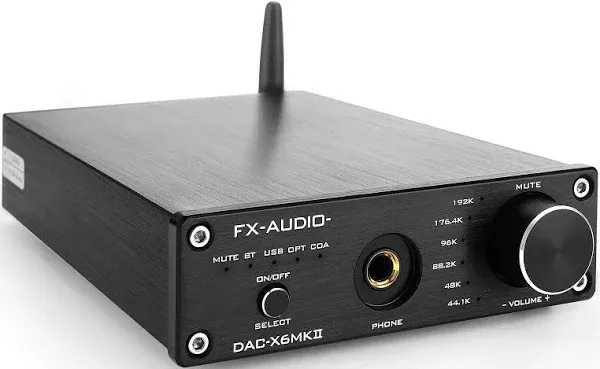 KGUSS FX-Audio DAC-X6 MKII Bluetooth 5.0 Digital Audio Decoder DAC 24-bit/192kHz USB/Coaxial/Optical Headphone Amp Mini HiFi Pre-Amplifier Black