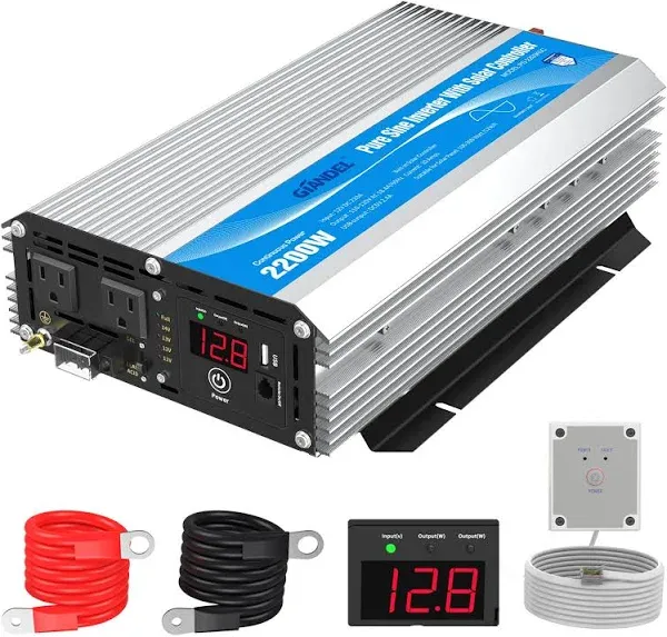 2200 WATT Pure Sine Wave Power Inverter 12DC To 120AC With Remote RV FRIENDLY