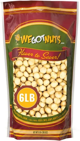 Raw Deluxe Macadamia Nuts - 6 lbs - Shelled & Unsalted Premium Quality Kosher Raw Macadamia Nut Snack Pack by We Got Nuts - Natural Gourmet Fresh