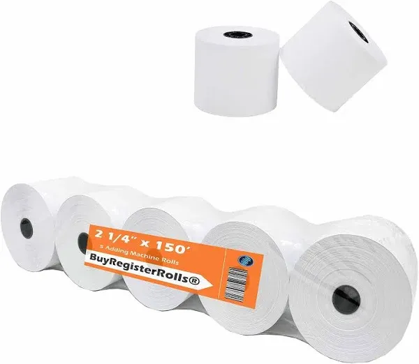 2 1/4 x 150 ft White adding machine tape Paper Rolls