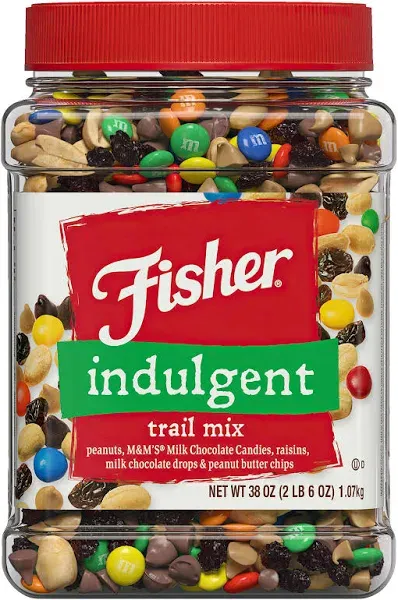 Fisher Snack Indulgent Trail Mix Peanuts Milk Chocolate Candies Raisins Milk Cho