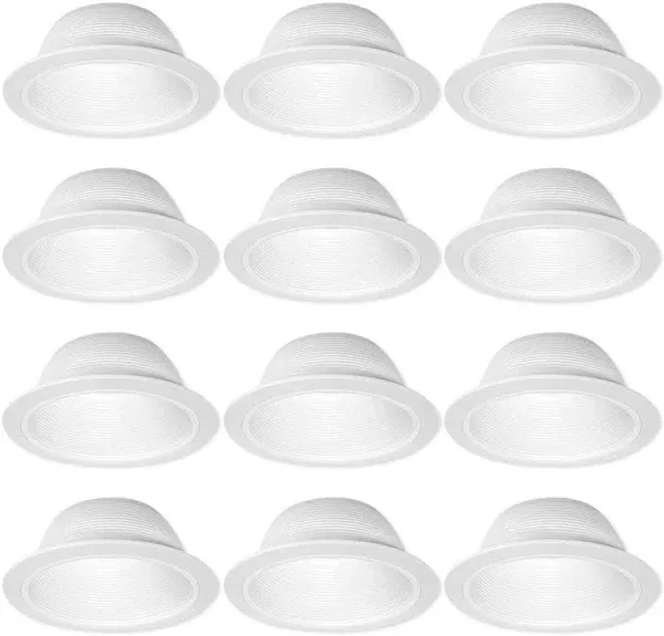  12 Pack - 6&#034; Inch White Baffle Recessed Can Light Trim Elite 