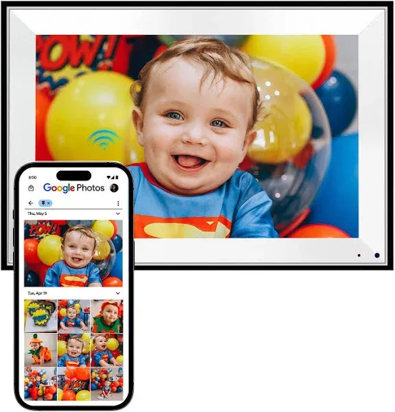 Cozyla Digital Picture Frame WiFi Battery Powered Free Unlimited Storage AI-Powered Send Pictures via Google Photos Email Web Browser App Digital Photo Frame Electronic Picture Frame Slideshow 10.1"