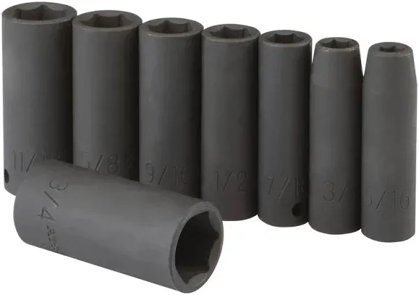 Pittsburgh 3/8 in. Drive SAE Impact Deep Socket Set