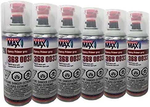 SprayMax 3680033, 2K Epoxy Rust-Cure Primer, Gray, Aerosol 1