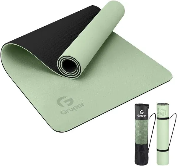 Gruper Yoga Mat Non Slip Eco Friendly Fitness Exercise Mat with Carrying Strap,Pro Yoga Mats for Women,Workout Mats for Home