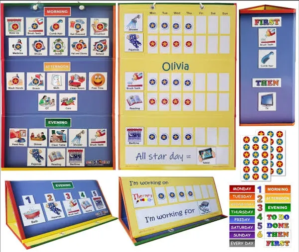 SchKIDules Visual Schedule for Kids Deluxe Bundle Magnetic Daily Cale