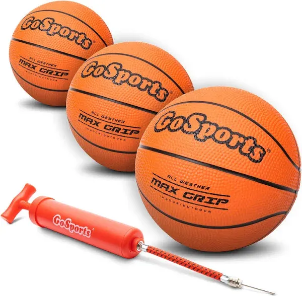 GoSports 7 Inch Mini Basketball 3 Pack with Premium Pump - Perfect for Mini Hoop