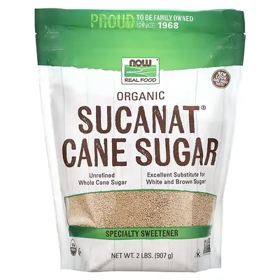 NOW Foods, Real Food, Organic Sucanat Cane Sugar, 2 lbs (907 g)