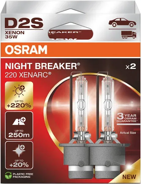 2x OSRAM D2S NEW NIGHT BREAKER NEXT GEN +220% 3 YEAR 12V XENON VERSION 2025