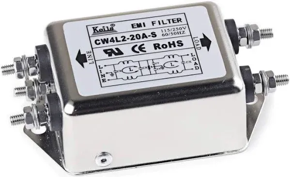 Noise Suppressor Power EMI Filter Termianl Single-Phase Line-Conditioner JREle AC 115/250V 20A CW4L2-20A-S