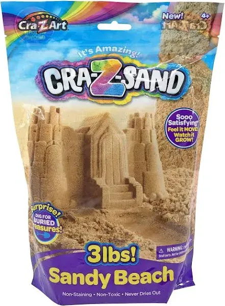 CRA-Z-Sand 3LB Bag of Amazing Beach Sand with Surprise Sand Tool, Shape, Mold and Slice It, Fun Sensory Toy for Ages 4 and up