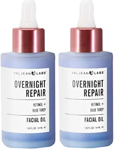 VALJEAN LABS Overnight Repair Facial Oil | Retinol and Blue Tansy | Helps to Even Skintone, Calm and Soothe Redness | Cruelty Free, Vegan, Made in USA (1.83 oz)