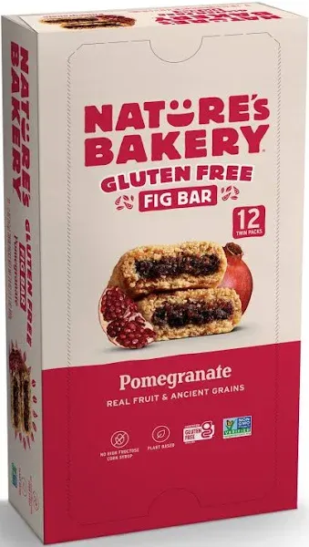 Nature's Bakery Gluten-Free Pomegranate Fig Bars (Pack of 12, 2 Oz.)