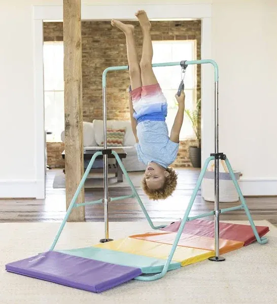 Hearthsong 2-in-1 Adjustable Bar and Ring Gymnastics Set