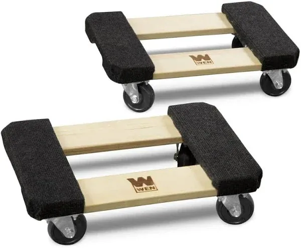 WEN 1000-lb Capacity 12-in. x 18 in. Hardwood Furniture Dolly (2-Pack