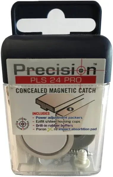 Precision Lock PLS-24 PRO Concealed Magnetic Catch, Silver