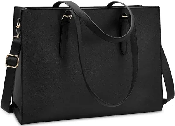 Laptop Bag Purse Waterproof Leather 15.6 Inch\n Large Capacity Handbag Grey