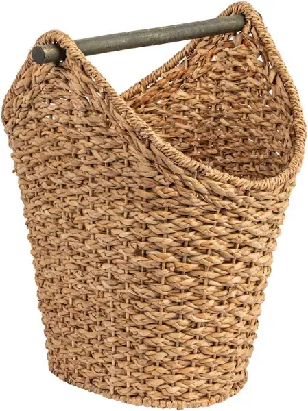 Bankuan Braided Oval Toilet Paper Basket with Wood Bar