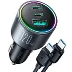 JOYROOM JR-CCN07 Car Charger USB-A, 2xUSB-C 120W + USB-C Cable 100W Dark Grey