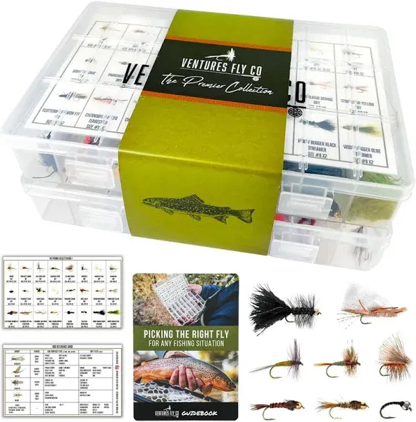 122 Quality Hand tied fly fishing fly species | includes two fly boxes, bait set