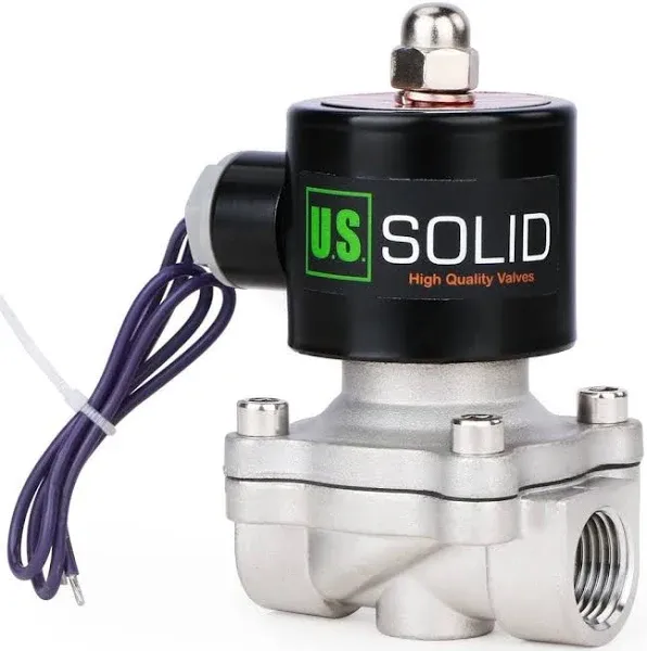 U.S. Solid Electric Solenoid Valve 1/2" Stainless Steel 12V DC Normally Closed