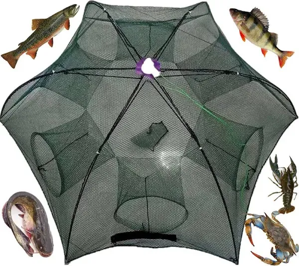 N\W Automatic Foldable Umbrella Fishing Net Bait Trap Fish Trout Minnow Crayfish Shrimp Trap Shrimp Crab Catfish Traps with Anti-Corrosion and Anti