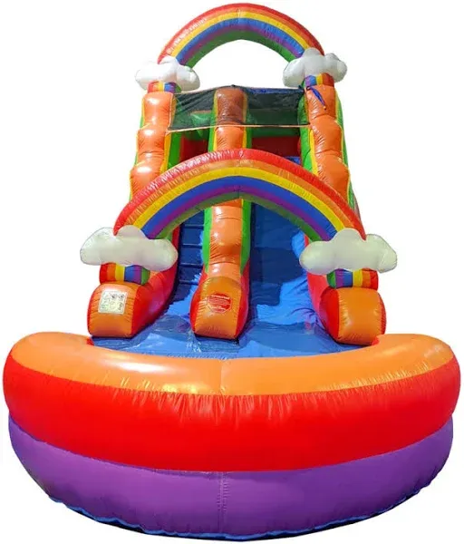 Pogo 15&#039; Slide For Kids Inflatable Bouncer Cloud Pool Water Slides With Blower