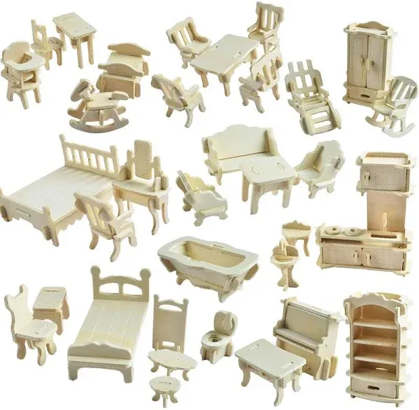 NWFashion 1:20 Scale Wooden Piecese Furnitures for Dollhouse