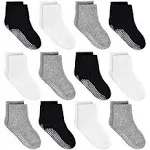 Tphon Kids Non Slip Toddler Boy Grip Socks 12 Pairs Anti Skid Sticky Socks for 1-10 Years Infants Baby Children