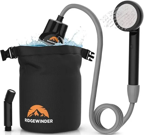 Portable Shower for Camping with Dry Bag - Camp Shower with Rechargeable Battery and Included 10L Dry Bag for Water Storage. Complete Camping Shower in a Bag (+Sprayer Attachment).