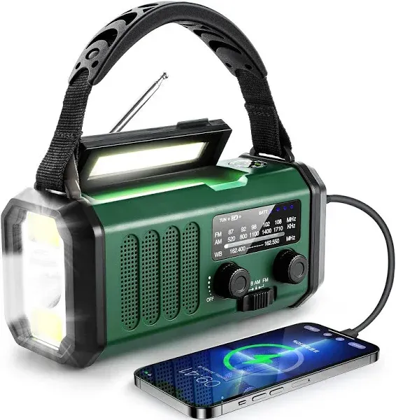 Solar Crank dynamo Portable Weather Radio with AM/FM/NOAA 10000mAh power bank reading lamp