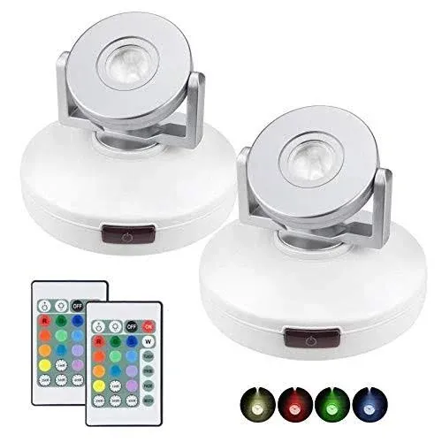 Wireless LED Spotlights with Remote Battery Operated Accent Silver Head -2 pack